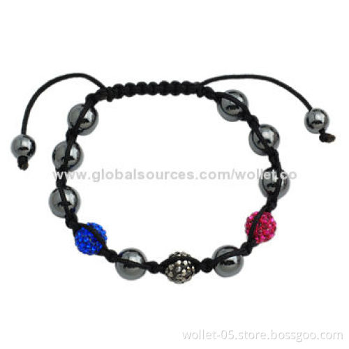 China Wholesale Power Hematite Pearl Cord Bracelet, Fashionable Accessory for Girls, CZ Stone